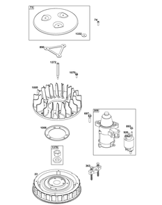 Flywheel, Ignition, And Starter Group Diagram and Parts List for 61G877-0003-J1 400000 - 699999 Briggs and Stratton Engine